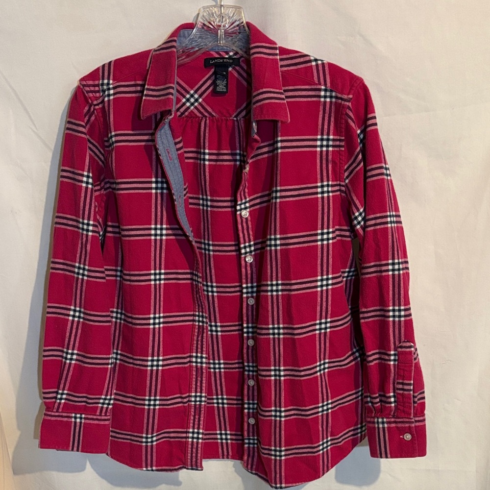 Pink Plaid Flannel Button-Up Shirt